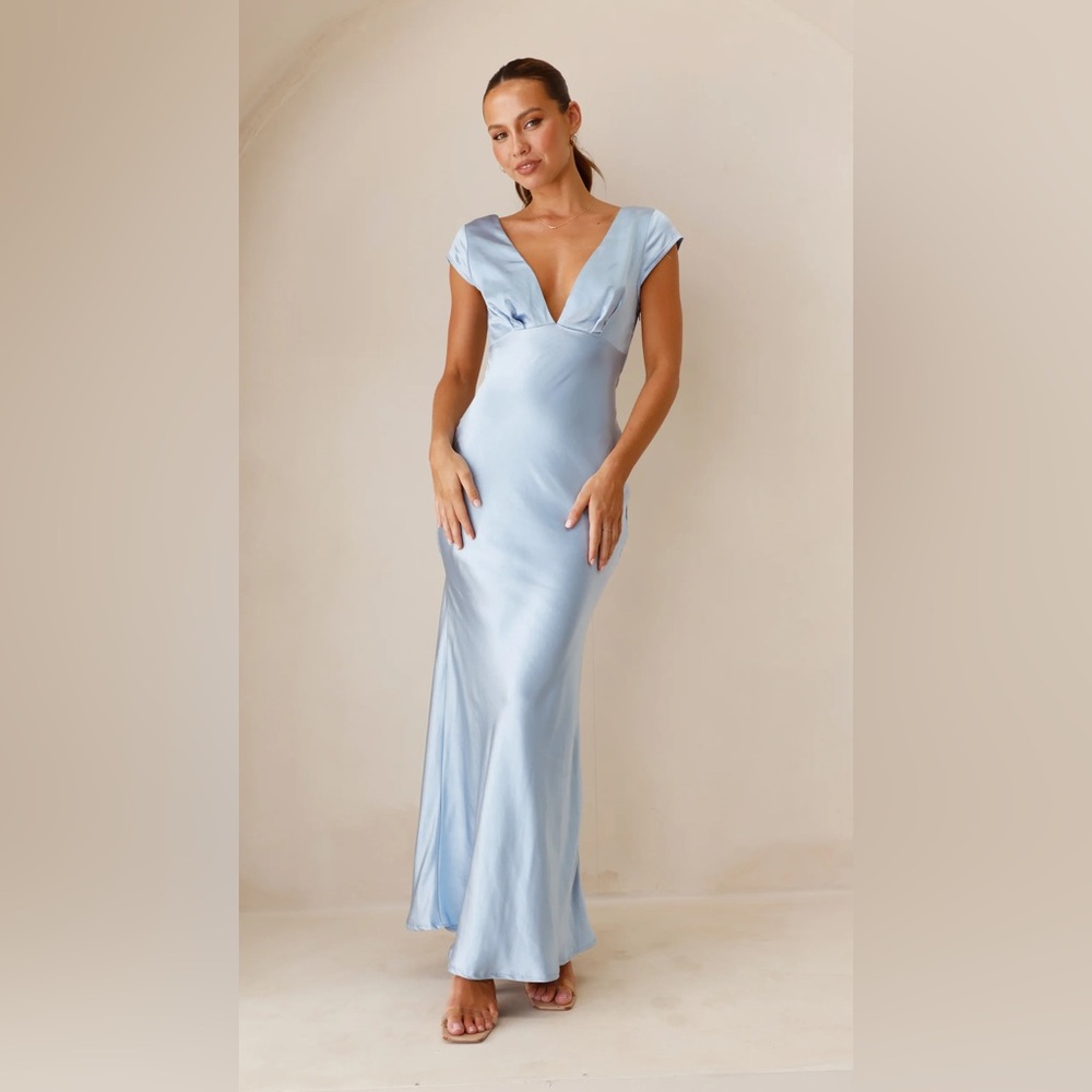 Billy J - Elegant Blue Satin Maxi Gown